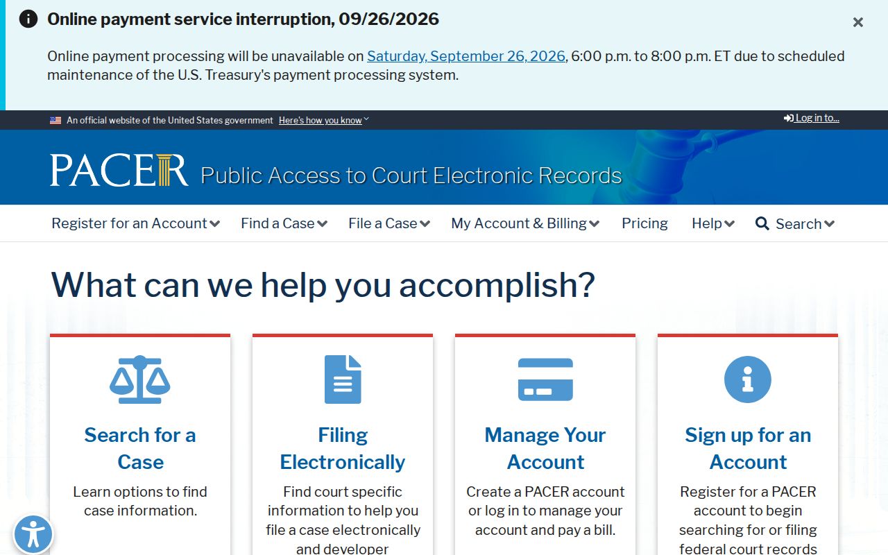 Texas federal court docket search through PACER